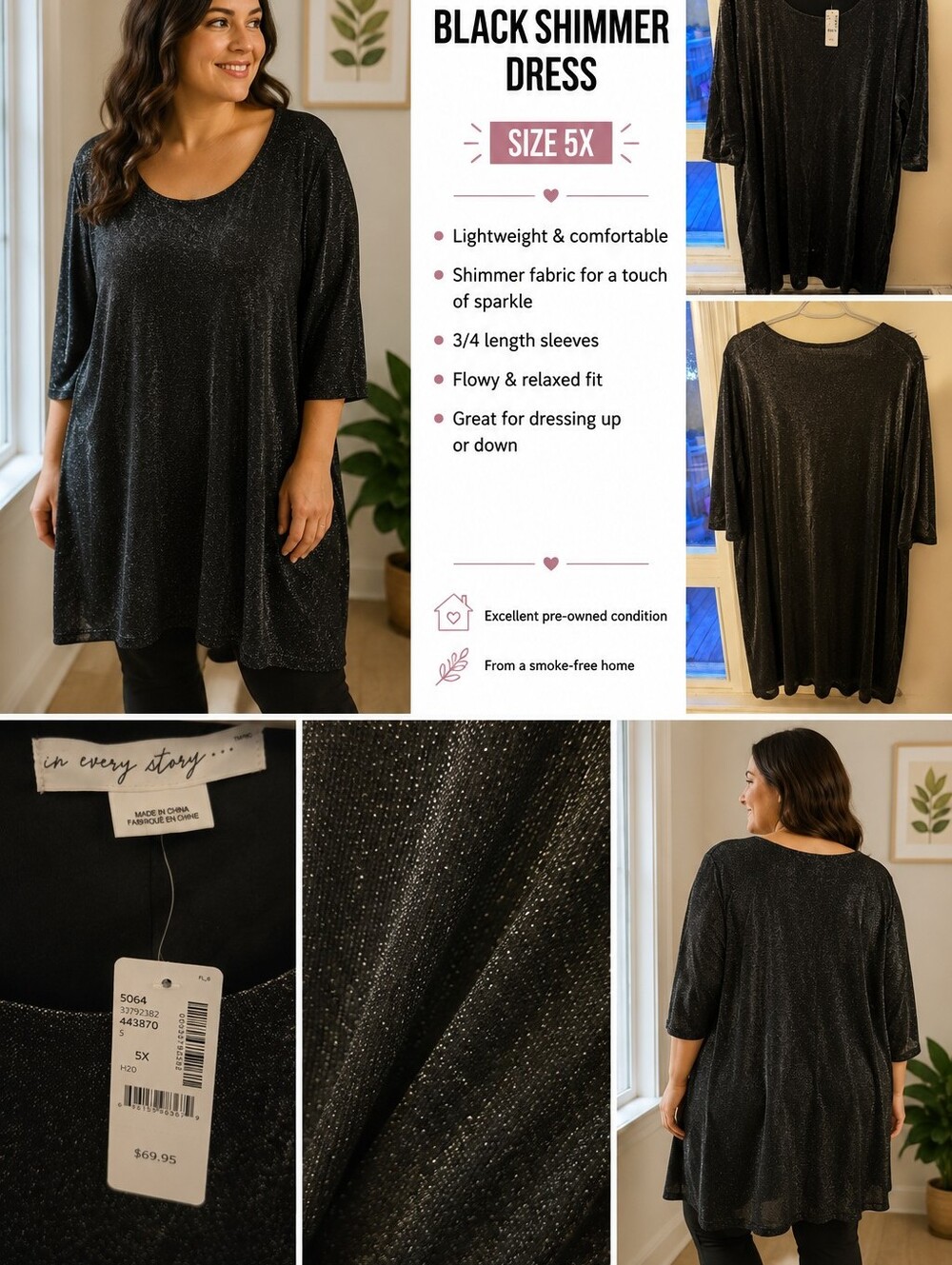 Penningtons Black Velvet-Look Scoop Neck Dress